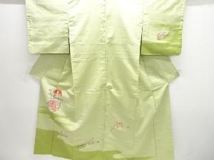 アンティーク　猩々模様織り出し手織り節紬着物